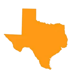 Yellow Texas state silhouette graphic vector on transparent background for Llagua Roofing LLC local service area